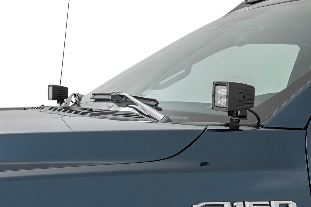 LED Light Kit | Ditch Mount | 2" Black Pair | Flood | Ford F-150 (15-25)/F-150 Lightning (22-25) 